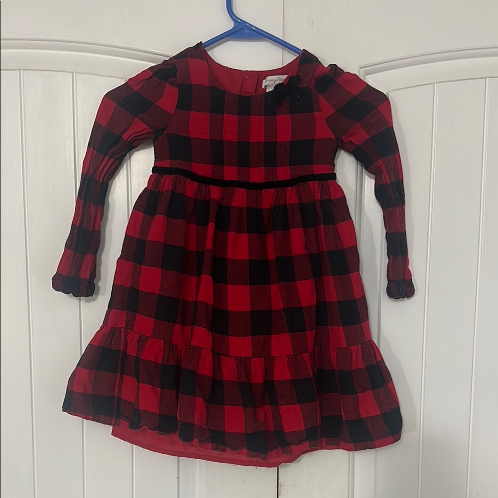 Plaid Red and Black Kids Dress